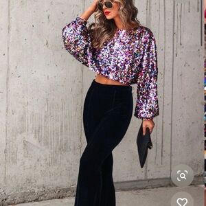 Vici Multicolor Sequin Crop Top